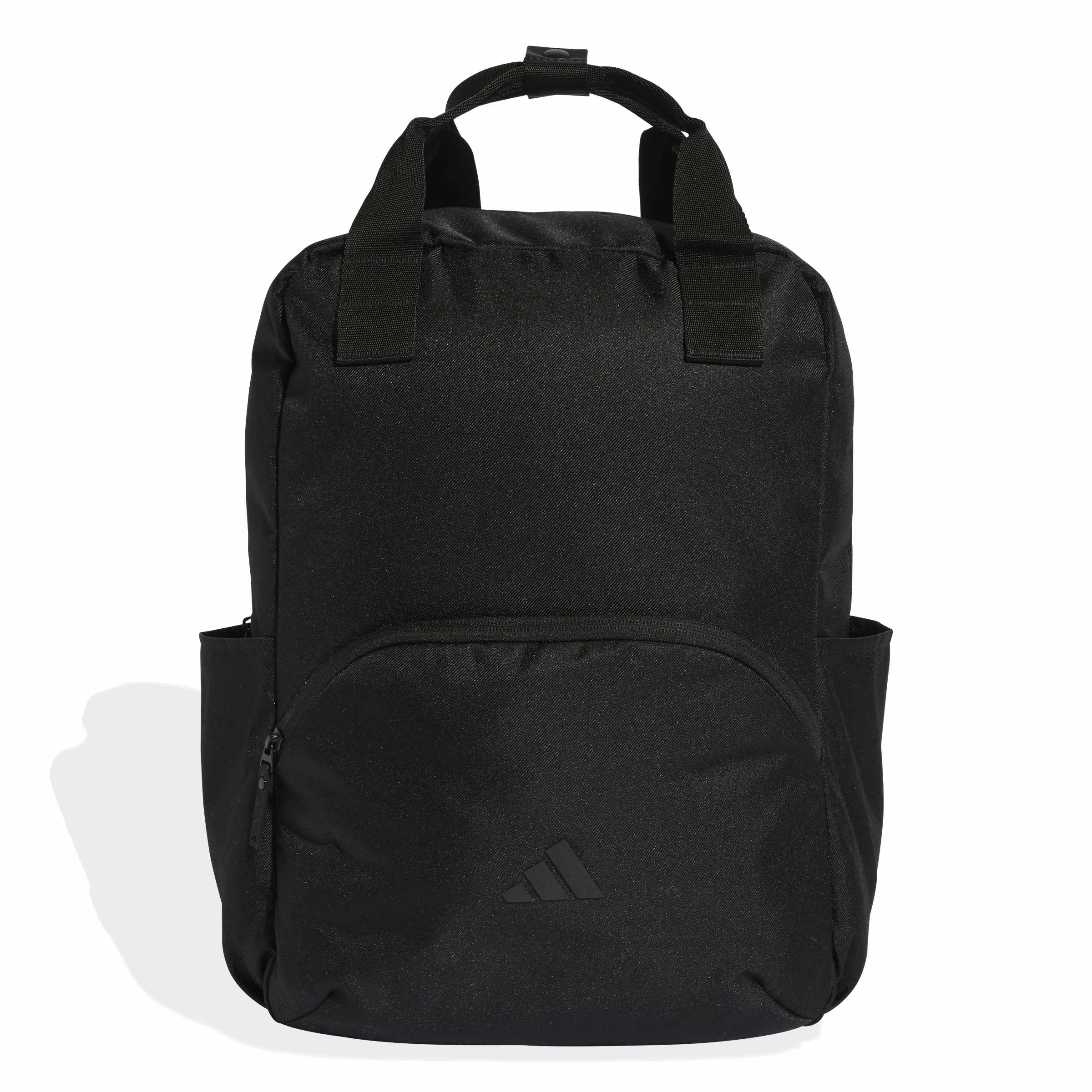Mochila Adidas Prime preta vista lateral mostrando alças acolchoadas ajustáveis